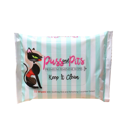 Puss & Pits Wipes 15-Pack - Hypoallergenic and Alcohol-Free Cleansing Wipes
