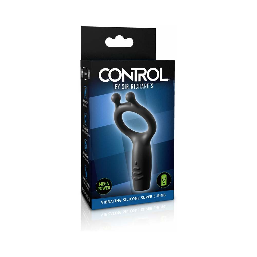 Sir Richard's Control Vibrating Silicone Super Cock Ring - Black