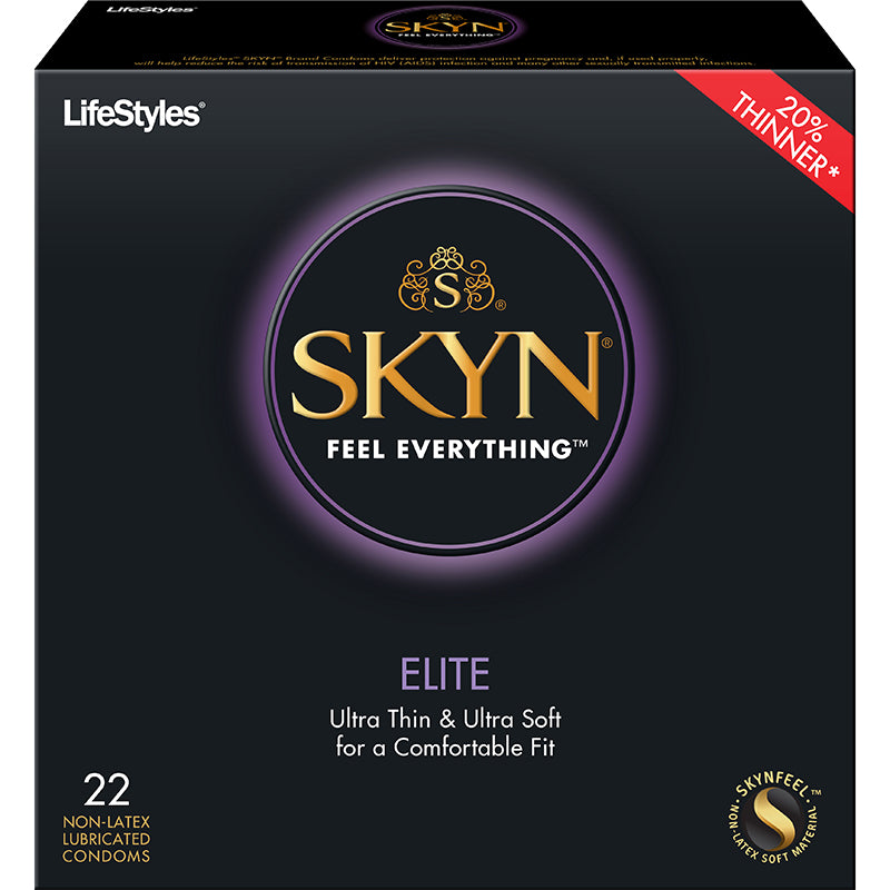 LifeStyles SKYN Elite Condoms – Ultra-Thin Polyisoprene – Clear – 22 Pack