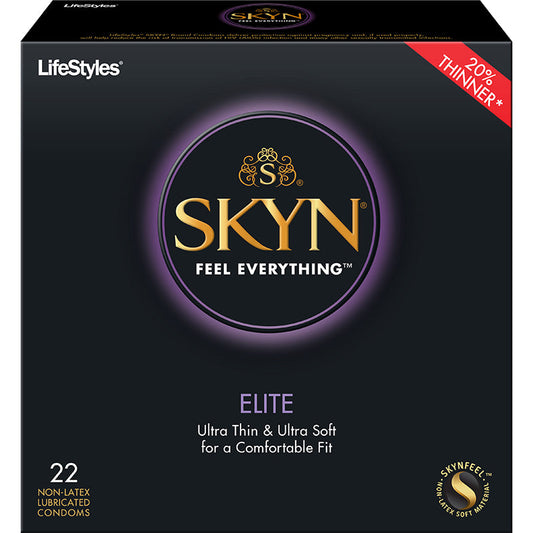 LifeStyles SKYN Elite Condoms – Ultra-Thin Polyisoprene – Clear – 22 Pack