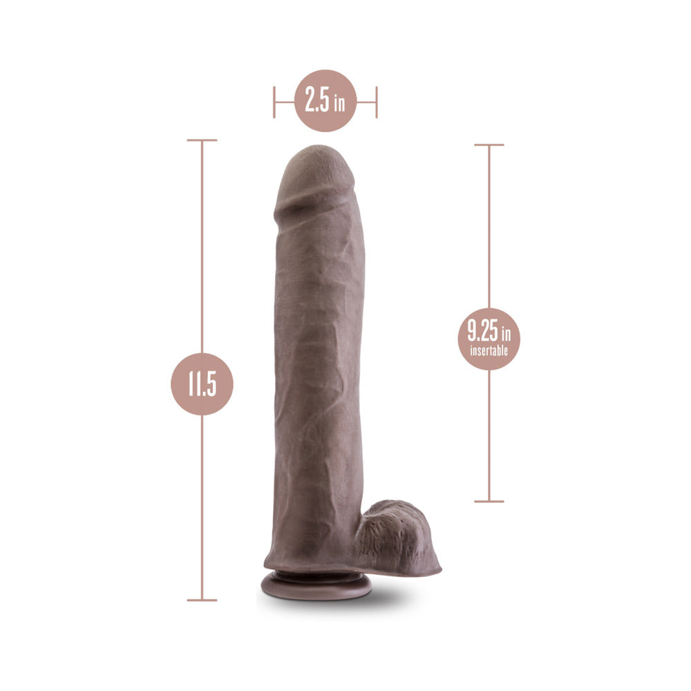 Au Naturel Big John 11.5 in. Posable Dual Density Dildo with Balls – Dark Brown