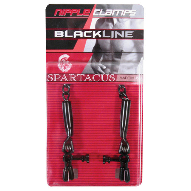 Spartacus Blackline Nipple Clamps – Adjustable Rubber Tipped Pinchers – Black
