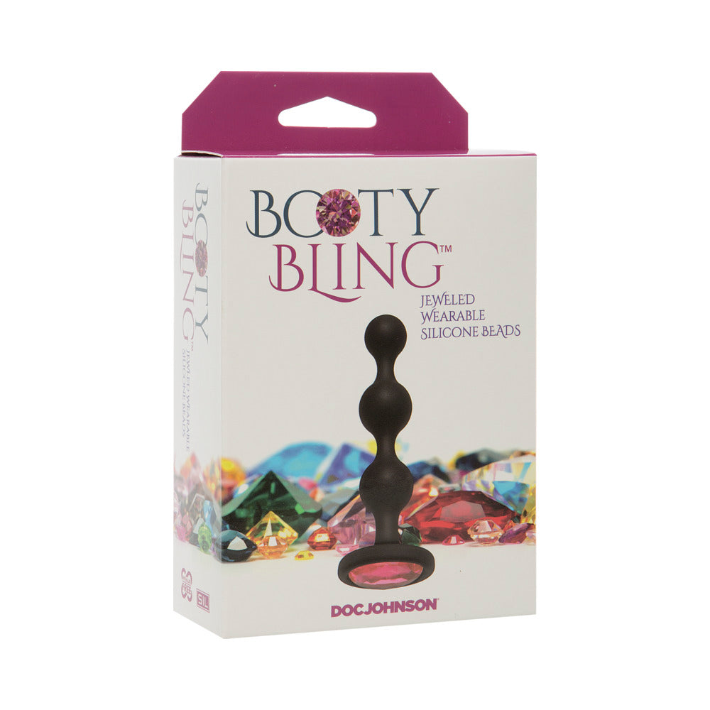 Doc Johnson Booty Bling Jeweled Silicone Beads Anal Plug - Pink
