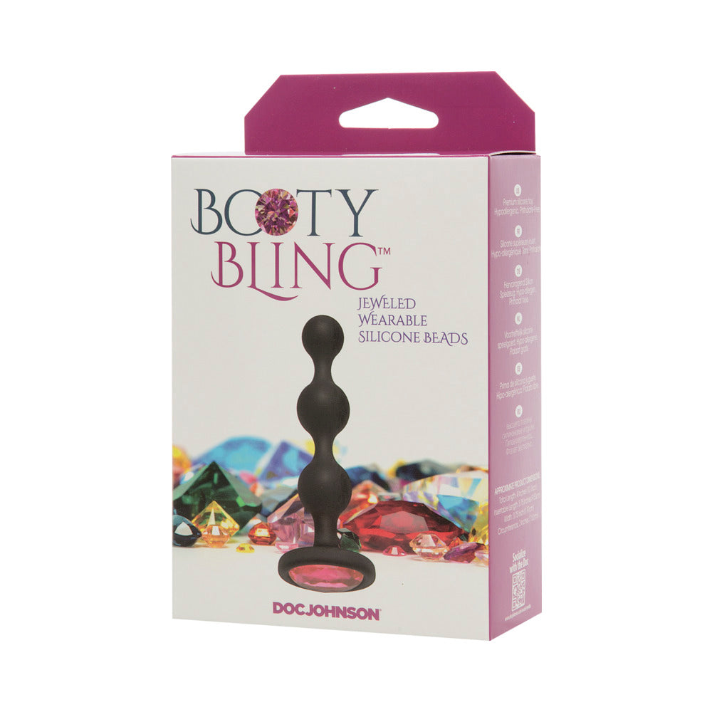 Doc Johnson Booty Bling Jeweled Silicone Beads Anal Plug - Pink