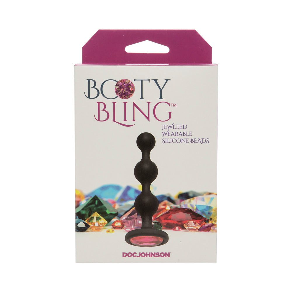 Doc Johnson Booty Bling Jeweled Silicone Beads Anal Plug - Pink