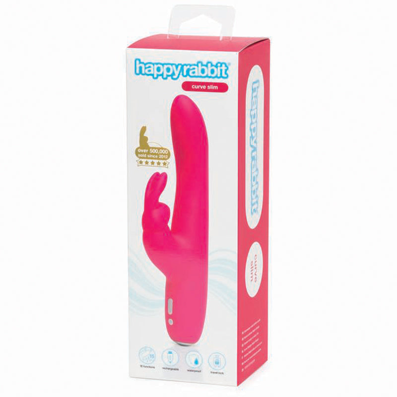 Happy Rabbit Slimline Curve Rechargeable Silicone Rabbit Vibrator - Pink