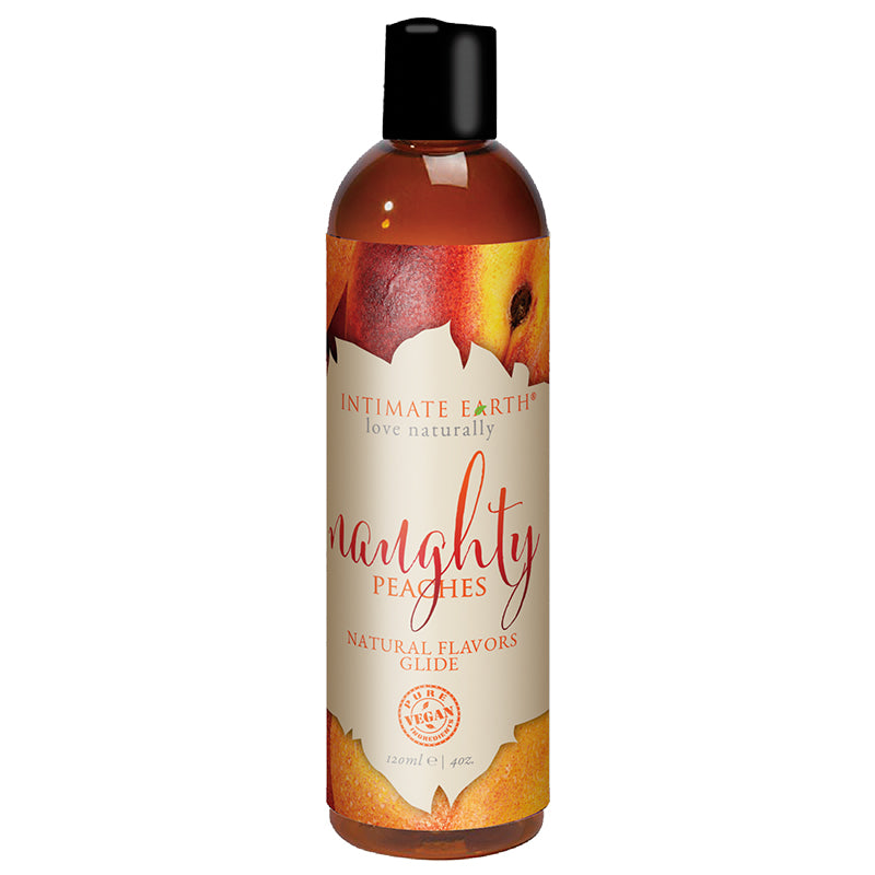 Intimate Earth Naughty Peach Pleasure Glide – 120 ml Water-Based Edible Lubricant