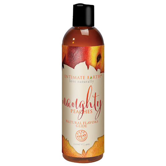 Intimate Earth Naughty Peach Pleasure Glide – 120 ml Water-Based Edible Lubricant