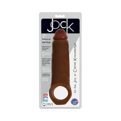 Curve Toys Jock 2 in. Enhancer with Ball Strap Extension Sheath – Brown