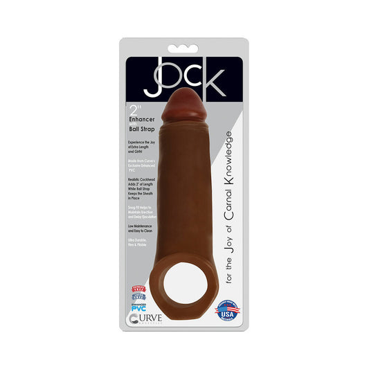 Curve Toys Jock 2 in. Enhancer with Ball Strap Extension Sheath – Brown