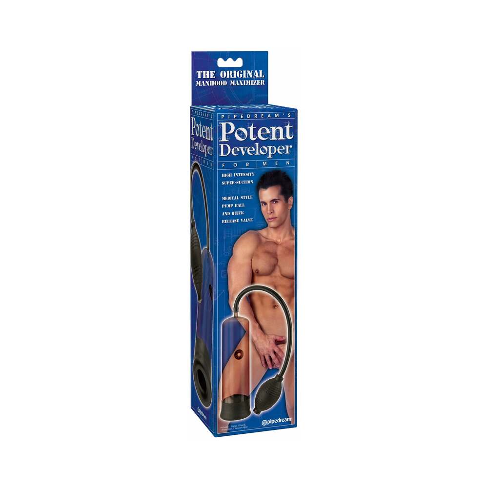 Pipedream Potent Developer Penis Pump – Clear/Black