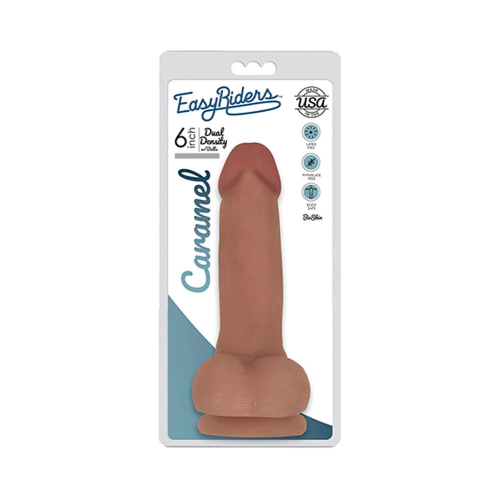 Curve Toys Easy Riders 6 in. Dual Density Dildo with Balls – Tan