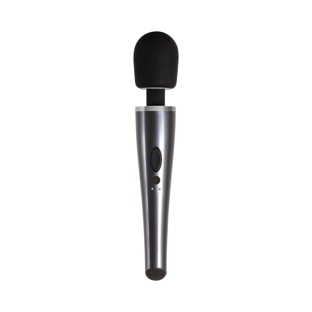Evolved Mighty Metallic Wand Rechargeable Silicone Massager – Chrome/Black