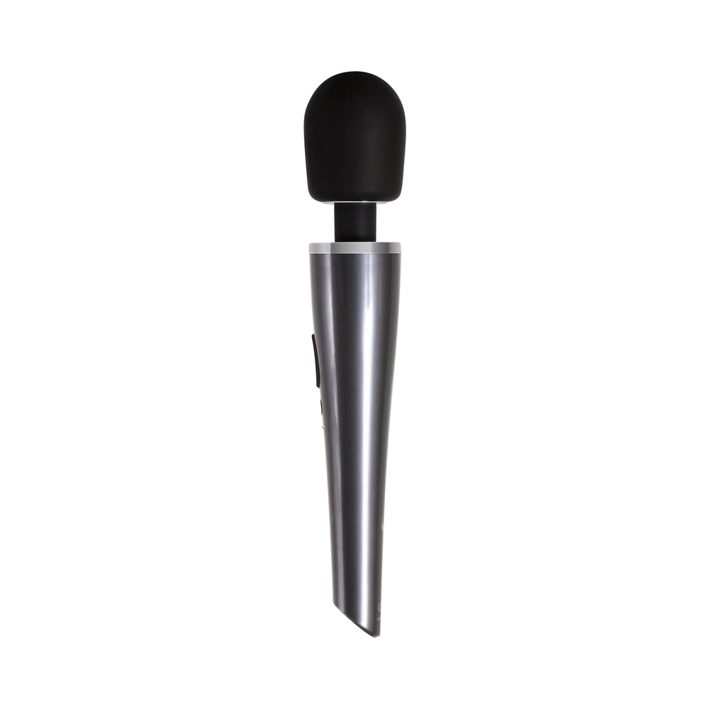 Evolved Mighty Metallic Wand Rechargeable Silicone Massager – Chrome/Black