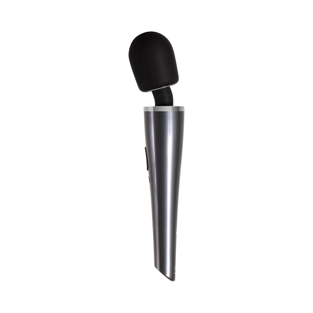 Evolved Mighty Metallic Wand Rechargeable Silicone Massager – Chrome/Black