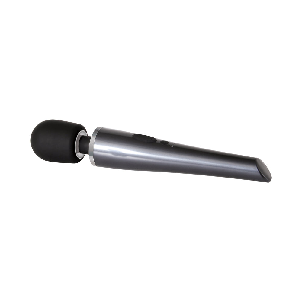 Evolved Mighty Metallic Wand Rechargeable Silicone Massager – Chrome/Black