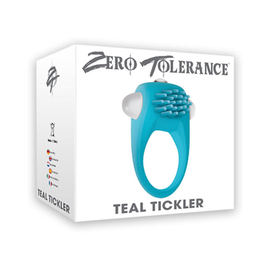 Zero Tolerance Teal Tickler Single-Speed Vibrating Silicone Cockring - Teal