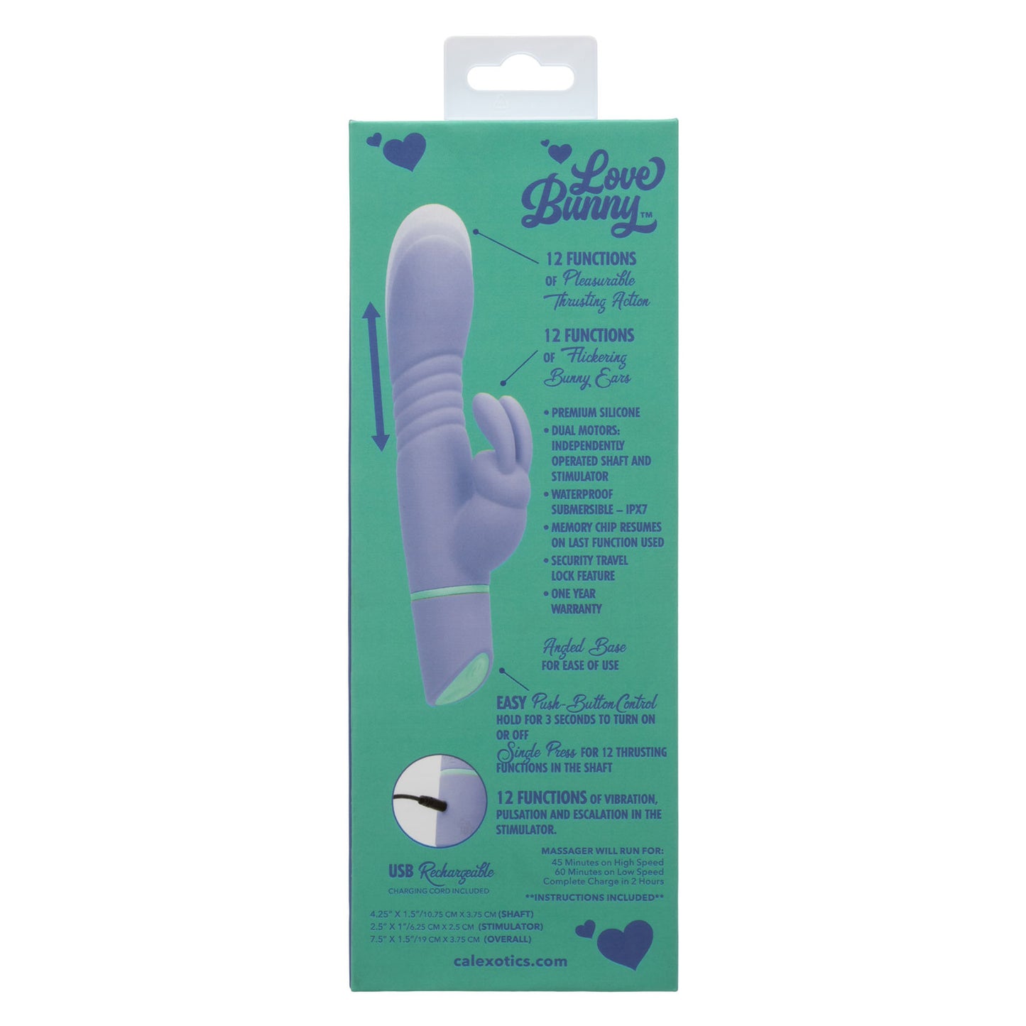 CalExotics Love Bunny Thrusting Bunny - Waterproof Dual Motor Stimulator - Purple