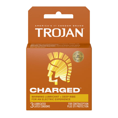 Trojan Charged Orgasmic Pleasure Condoms - 3 Pack