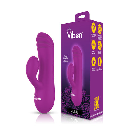Viben Jolie Mini Pleasure Ridges Rabbit Vibe - Berry - G-Spot Vibrator