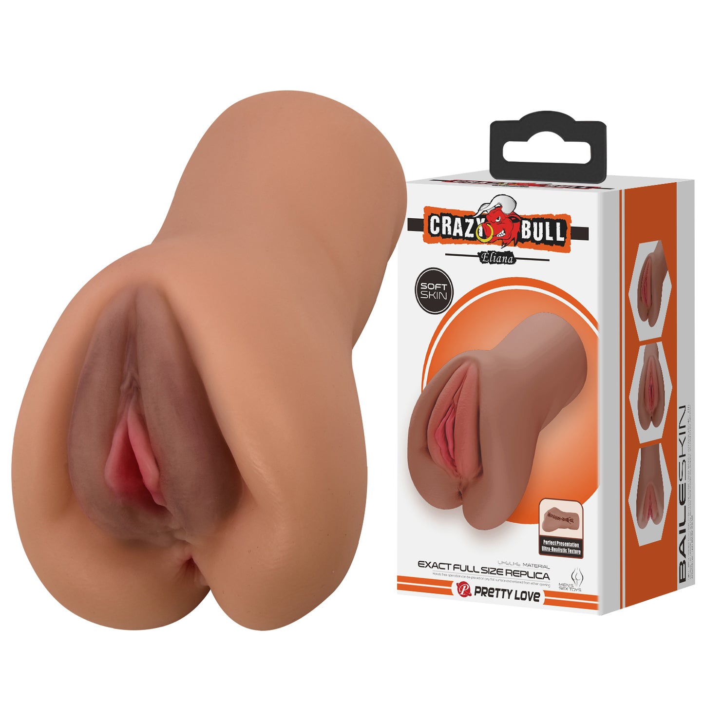 Pretty Love Eliana Vagina Shaped Masturbator - Realistic Waterproof Design - Brown