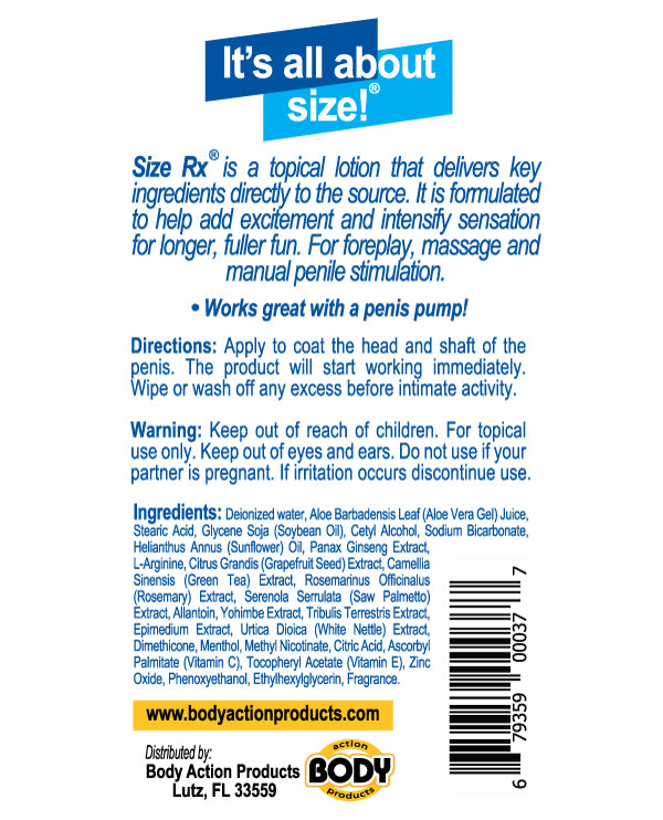 Body Action Male Enhancement Formula – 4.5 Oz Tube – Blue