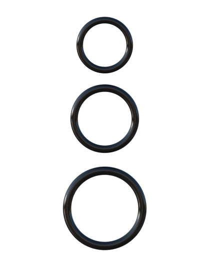 Fantasy C-Ringz Silicone Ring Stamina Set - Black - 3 Performance Rings
