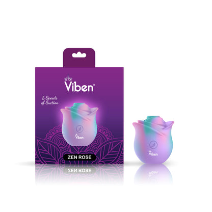 Viben Zen Rose Nipple and Clitoral Stimulator – Multi-Function, 5 Speeds, Waterproof, Unicorn Color