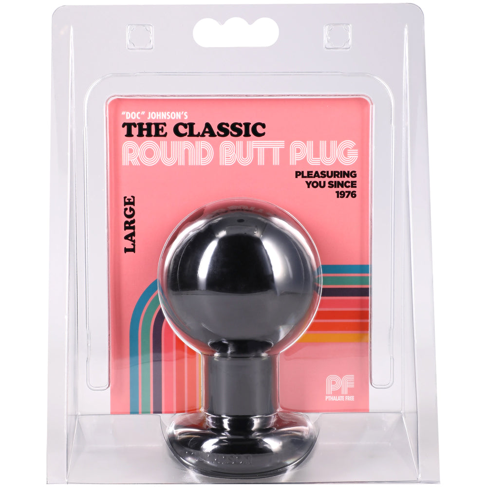 Doc Johnson Round Butt Plug Large Anal Plug, Phthalate-Free, Black