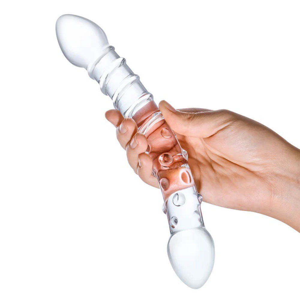 Electric Novelties Double Trouble Glass Dildo – Clear – Dual-Ended for G-spot and P-spot Stimulation
