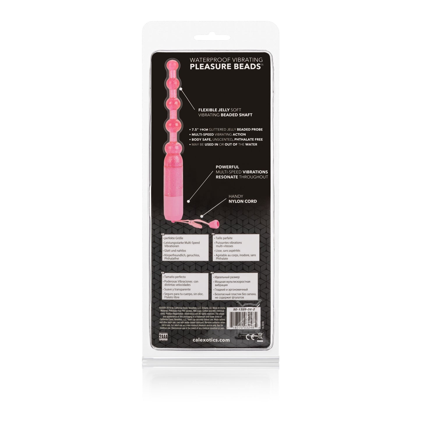 CalExotics Vibrating Pleasure Beads - Pink - Glittered Jelly Probes