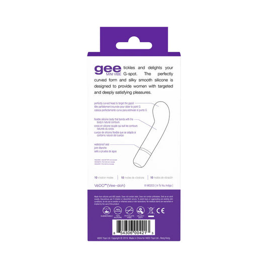 VeDO Gee Mini Vibe - Into You G-Spot Vibrator - Purple