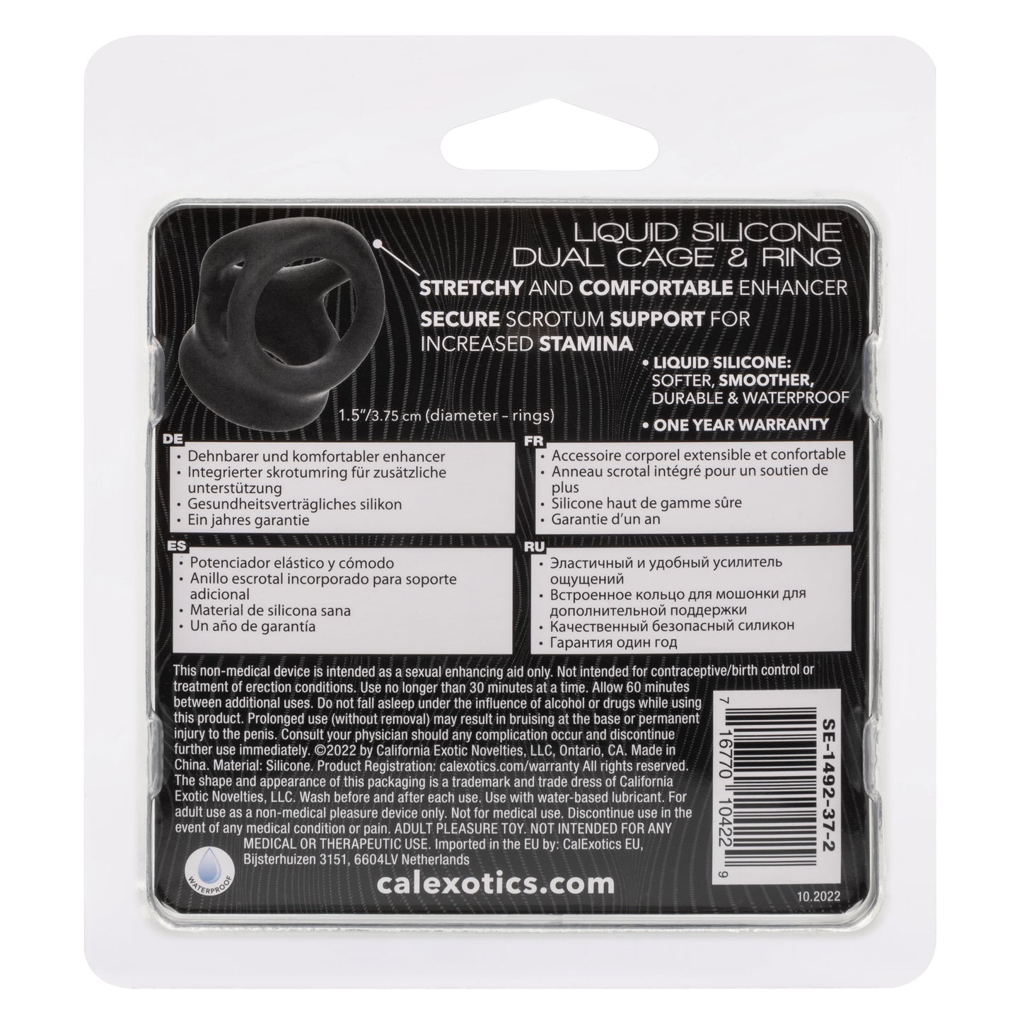 CalExotics Alpha Liquid Silicone Dual Cage and Ring - Black