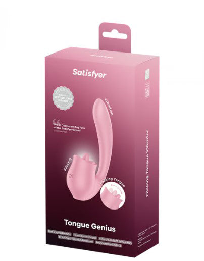 Satisfyer Tongue Genius – Dual-Function Vibrator with 8 Modes – Pink