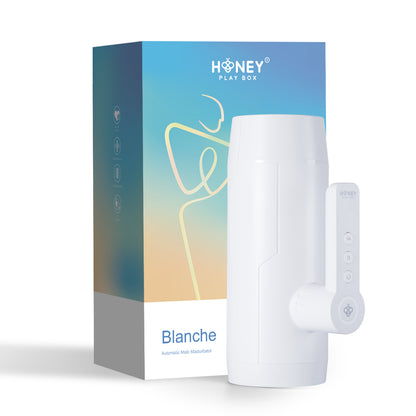 Honey Play Box Blanche Automatic Male Masturbator with Thrusting and Vibrating Functions - White
