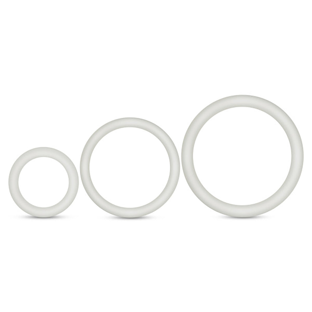 Blush Performance Vs4 Pure Premium Silicone Cockring Set - White - 3 Sizes