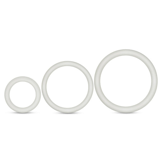 Blush Performance Vs4 Pure Premium Silicone Cockring Set - White - 3 Sizes