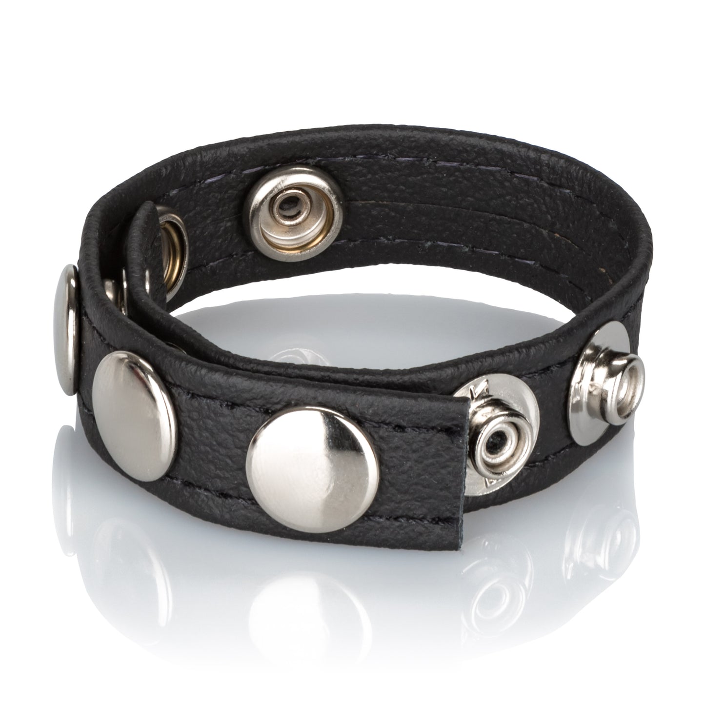 CalExotics Leather Multi-Snap Ring – Adjustable Black Leather Erection Enhancer