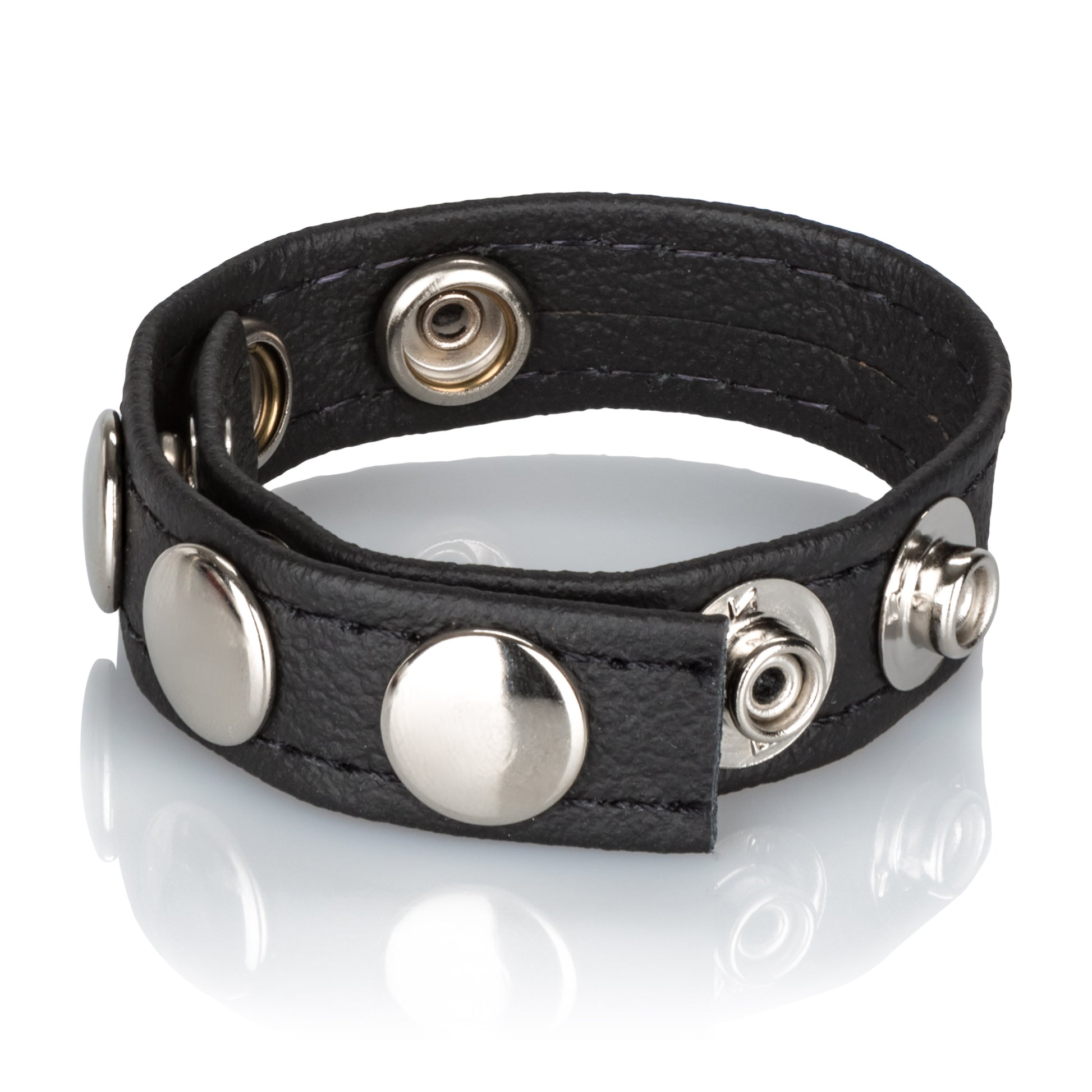 CalExotics Leather Multi-Snap Ring – Adjustable Black Leather Erection Enhancer