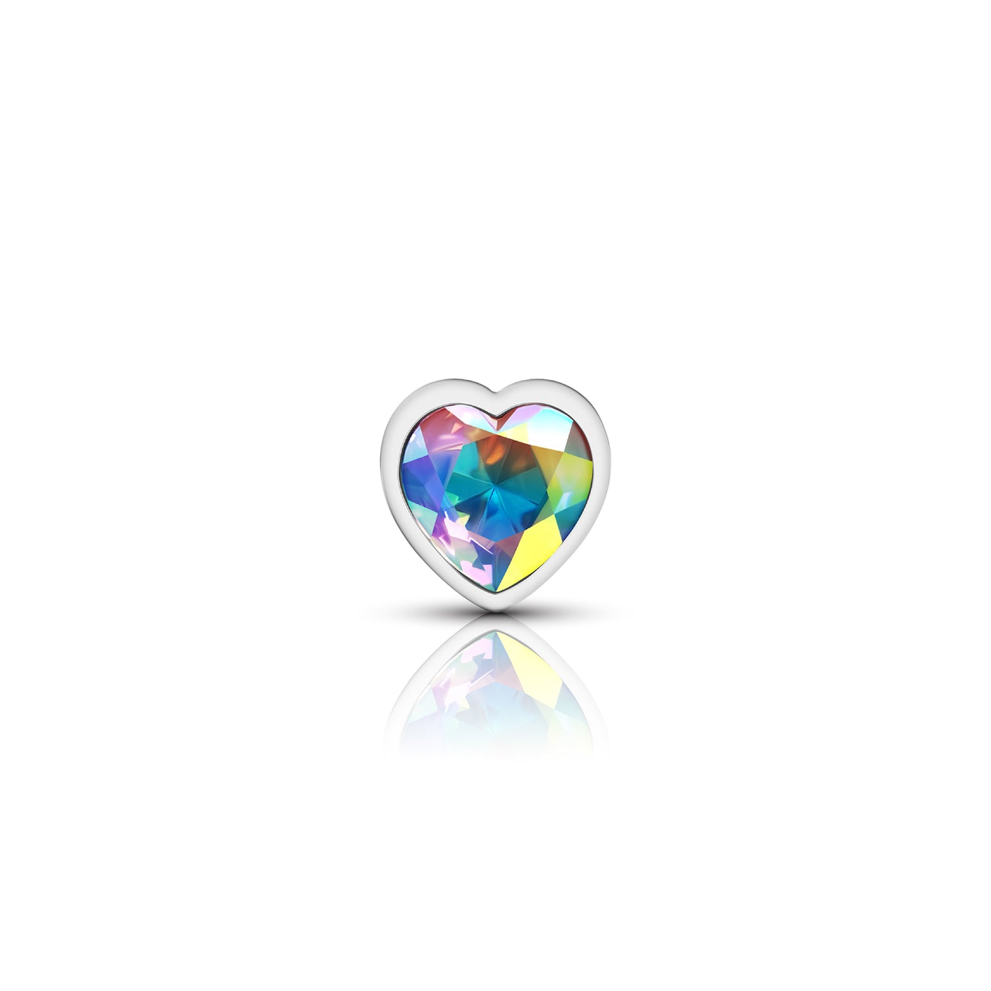 Cheeky Charms Clear Iridescent Heart Gem Small Metal Anal Plug
