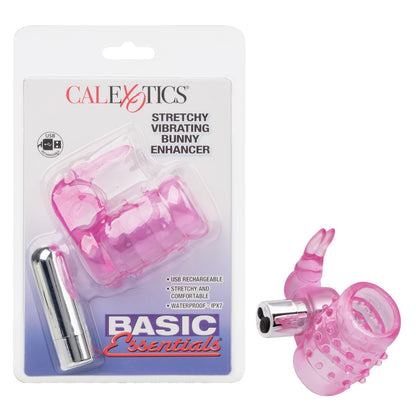 CalExotics Basic Essentials Stretchy Vibrating Bunny Enhancer – Pink