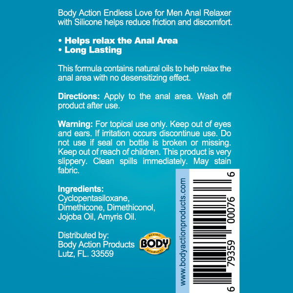 Body Action Endless Love for Men Stay Hard Water-Based Lubricant – 1.7 Oz