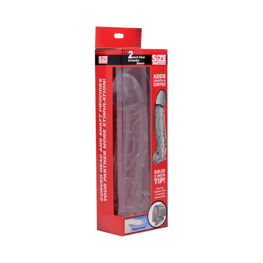 Size Matters 2 in. Clear Extender Sleeve – Realistic Texture with Bulbous Head