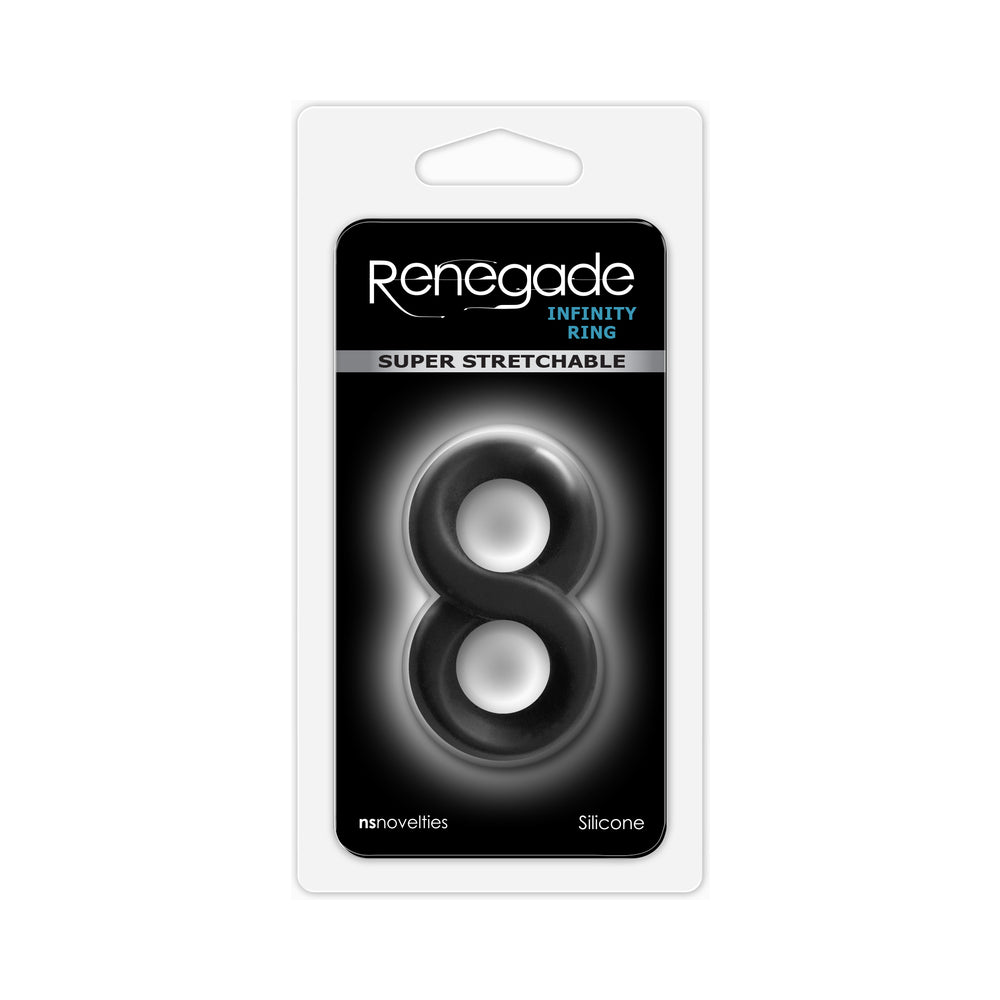 Renegade Infinity Ring – Dual Silicone Penis and Testicle Ring – Black