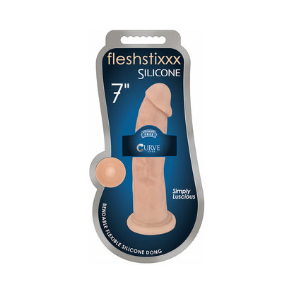 Curve Toys FLESHSTIXXX 7 in. Posable Silicone Dildo with Suction Cup – Beige