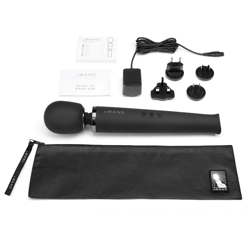 Le Wand Rechargeable Vibrating Massager - Black - 10 Vibration Speeds and 20 Patterns
