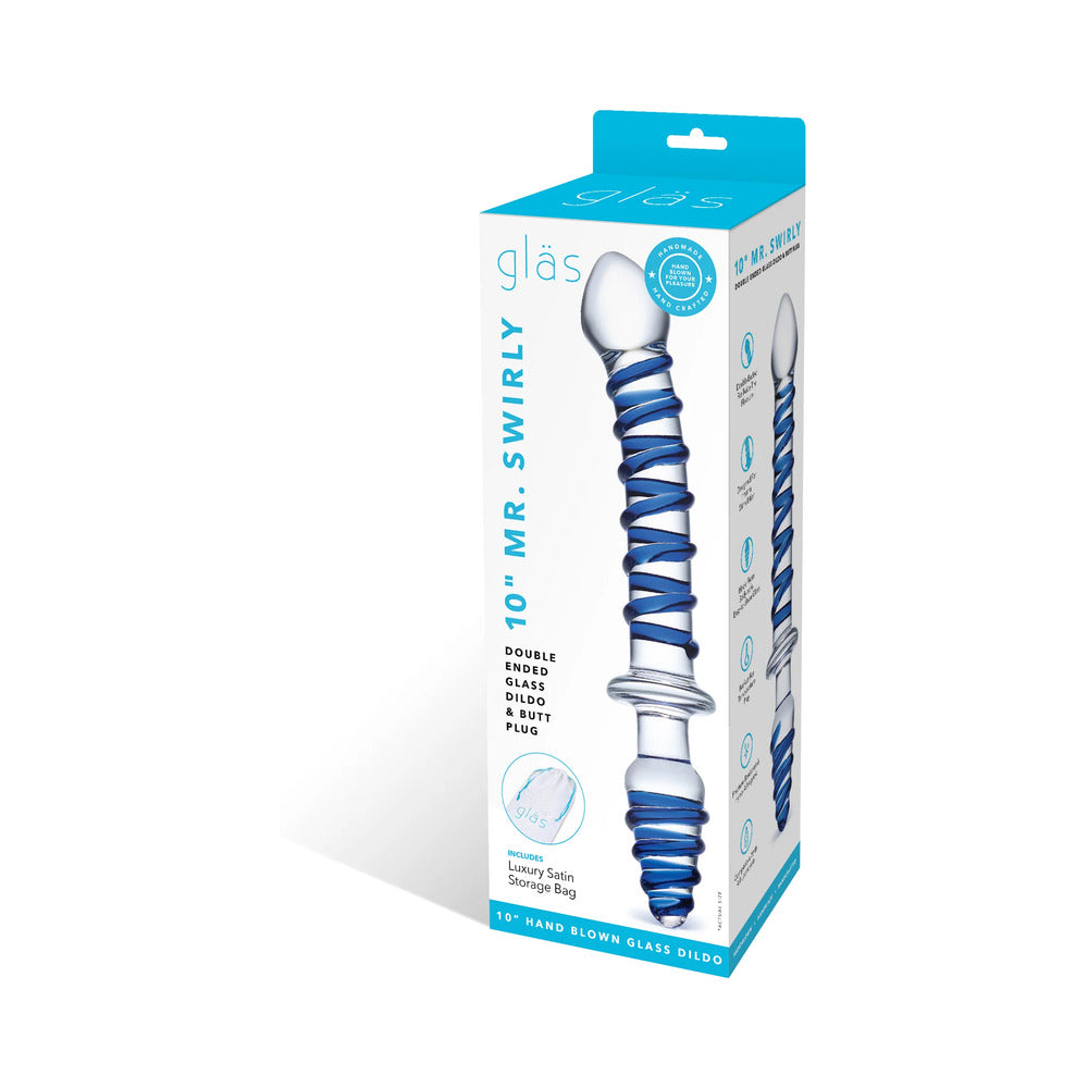 Electric Eel Mr. Swirly Double Ended Glass Dildo & Butt Plug - Clear