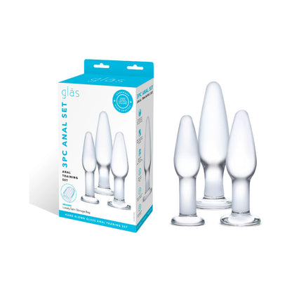 Electric Eel Glas 3-Piece Glass Anal Plug Training Set – Clear