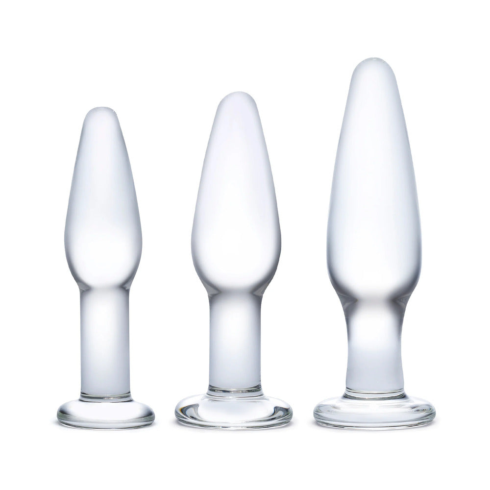 Electric Eel Glas 3-Piece Glass Anal Plug Training Set – Clear