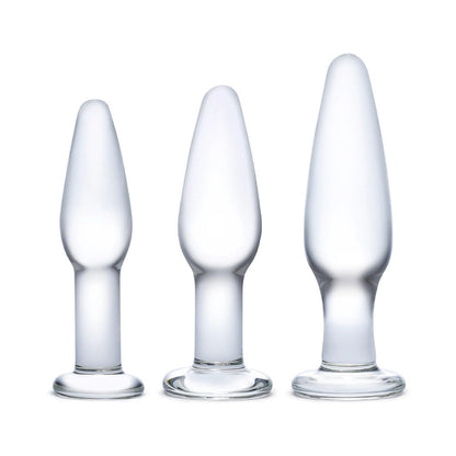 Electric Eel Glas 3-Piece Glass Anal Plug Training Set – Clear
